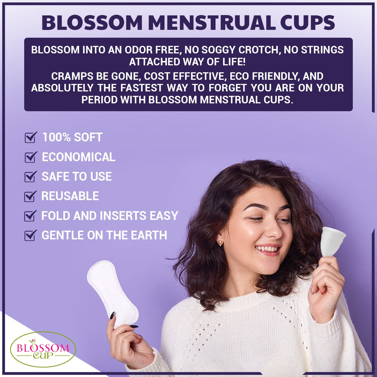 Do Pads and Tampons Contain Chemicals That Can Cause Cancer: Switch now to Blossom Menstrual Cup and Choose the safer, chemical Free, Alternative
