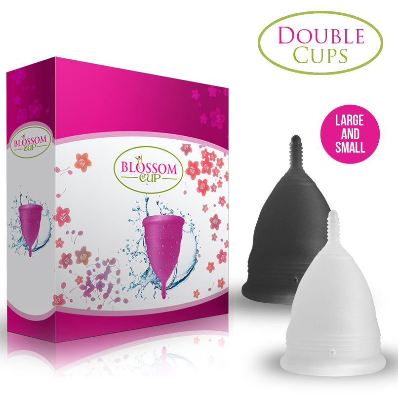 Blossom Menstrual Cups Set of Two (Small Clear/ Large Black)