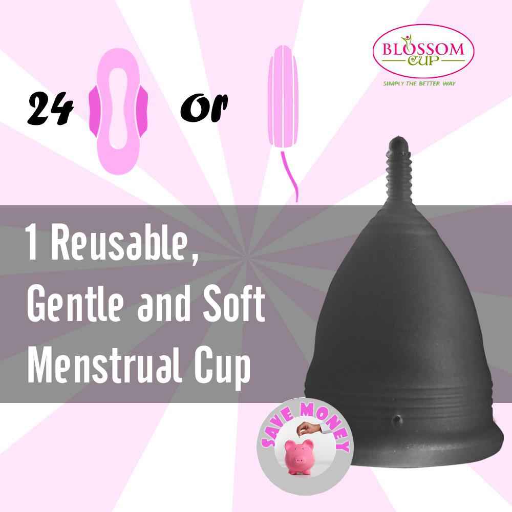 Large Black Blossom Menstrual Cup for Collecting Your Menstrual