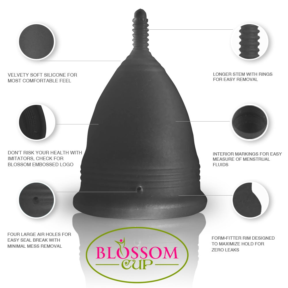 Blossom Menstrual Cups Set of Two (Small Clear/ Large Black)