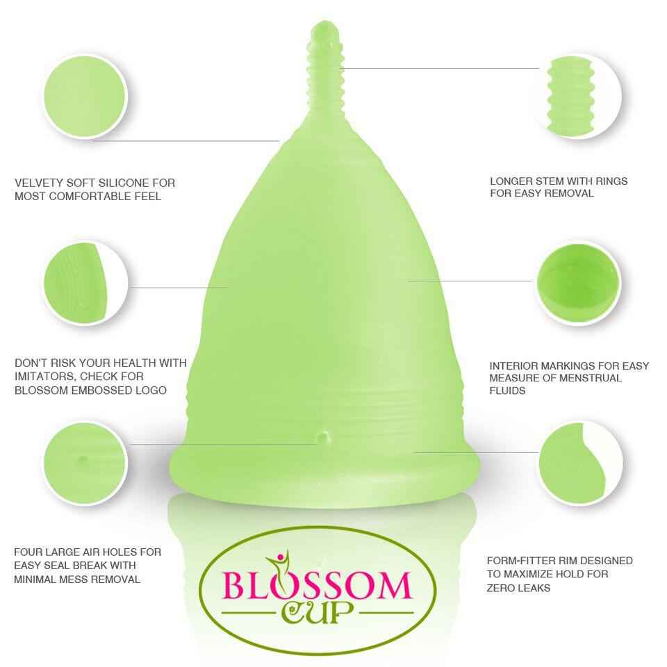 Large Green Blossom Menstrual Cups